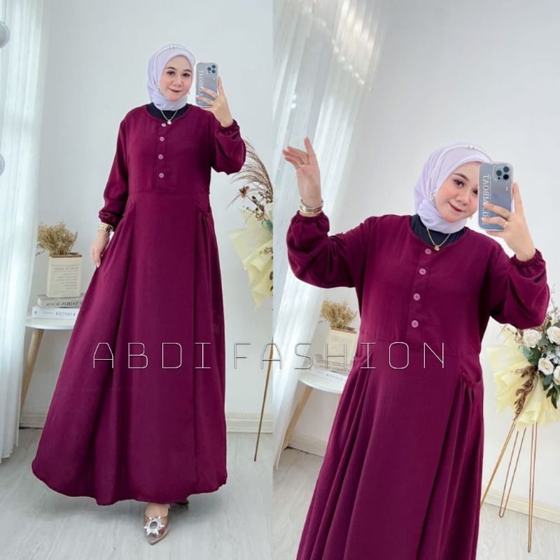 Dress Gamis Crinkle Muslim Wanita Pakaian Fashion