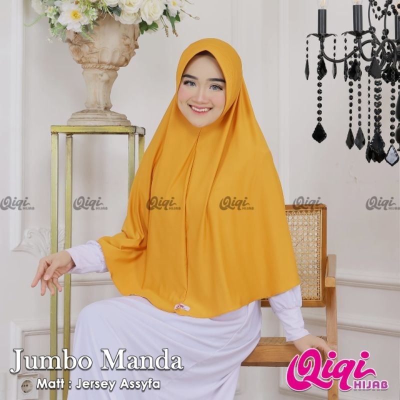 [ Qiqi Hijab ] JUMBO MANDA••hijab instan jersey premium••hijab jumbo