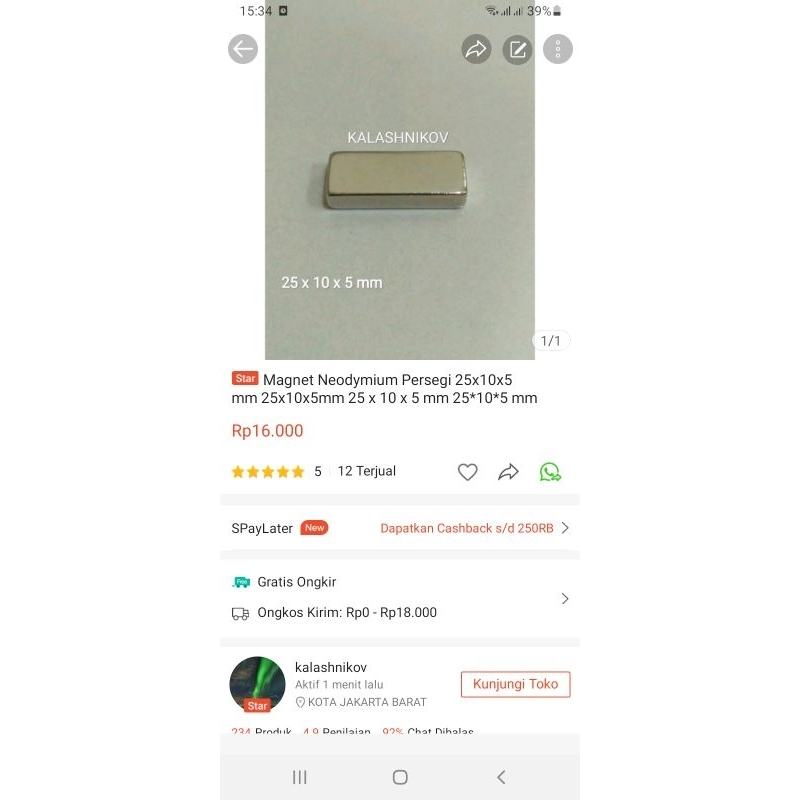 Magnet Neodymium Persegi 25x10x5 mm 25x10x5mm