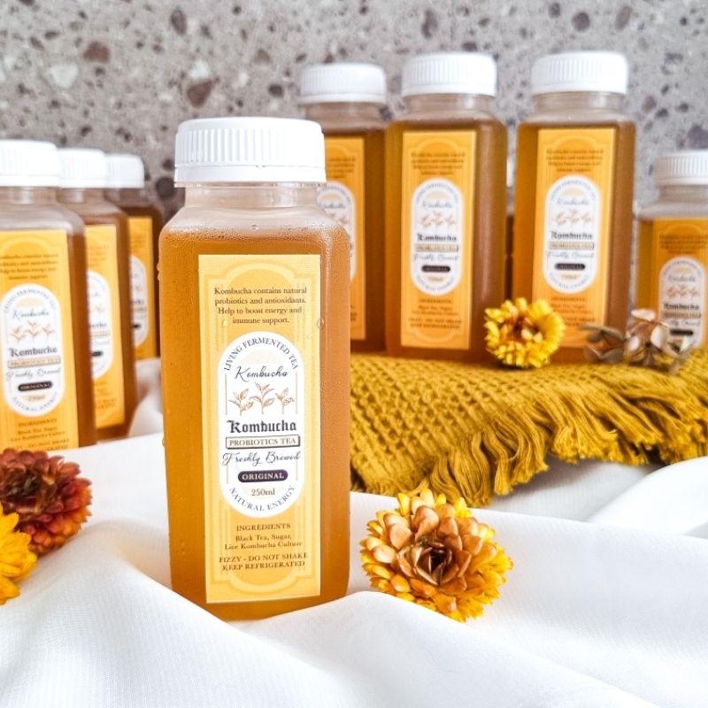 

[StickerParty] Minuman Teh Kombucha Fermentasi Rasa Original Tanpa Perasa Murni 100% Asli Kombucha Bersoda Karbonasi Botol 250ml Teh Hitam