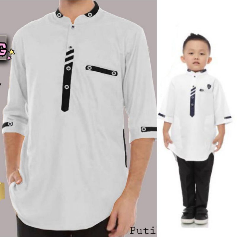 Baju Kemeja Kurta Qurta Khurta Koko Couple Ayah dan Anak Pria Laki Arab Muslim Lengan 3/4 Acara Pest