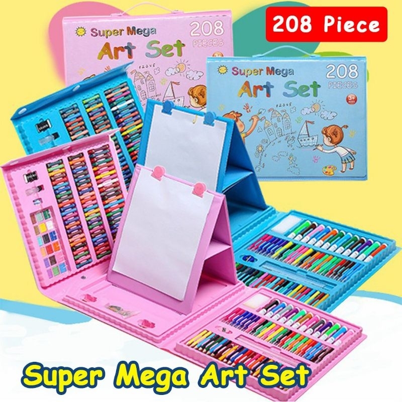 Crayon Anak Paling Lengkap Pengasah 208pcs Set Alat Menggambar Melukis Anak Anak Cat Air FULLSET