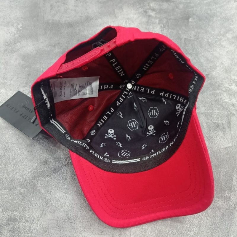 topi Philipp Plein Red Topi Baseball mirror quality