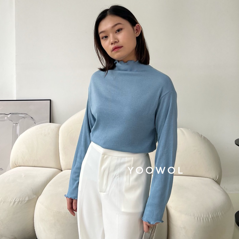 Yeji Top/Atasan Knit Lengan Panjang Wanita/Basic Knit Top