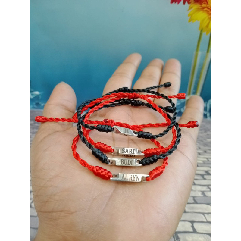 gelang nama titanium model serut