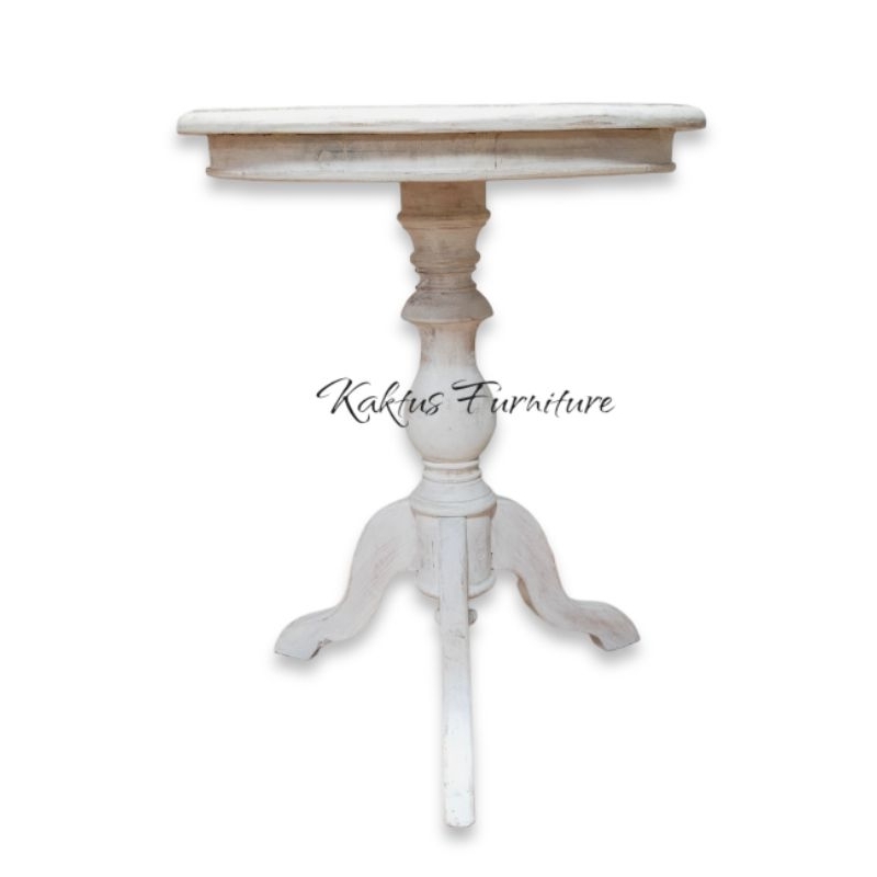 Meja Kopi Meja Sudut Meja Minimalis Bundar Putih Vintage