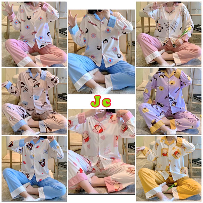 COD NEW JC- Set Piyama Kerah Babydoll PP / piyama Muslimah terbaru / piyama wanita Import murah