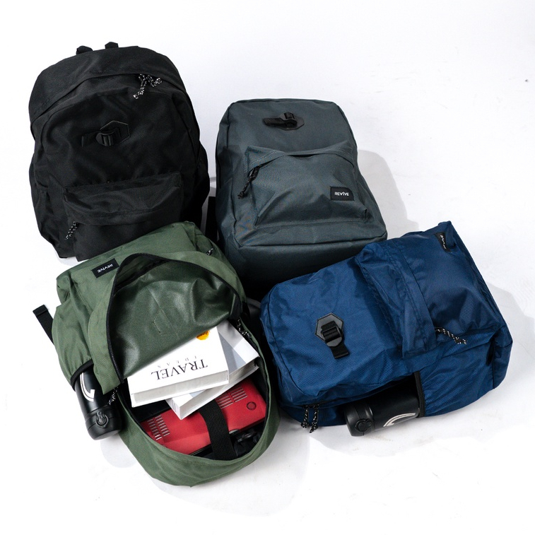 REVIVE Triton Black Hitam - Tas Ransel Backpack Polos Murah Everyday Basic