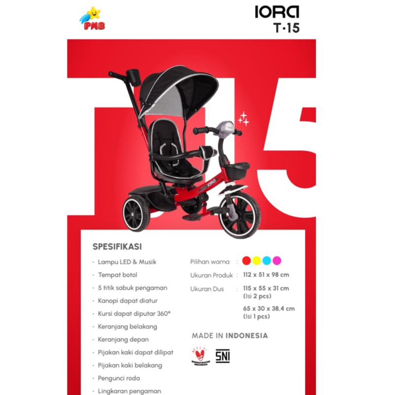 sepeda roda 3 tricycle IORA TRICYCLE T15 &amp; T15S terbaru