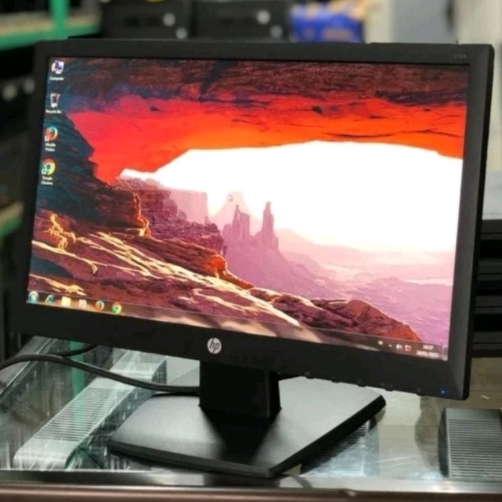 MONITOR LED HP 19 INCH WIDE SCREEN, LENGKAP KABEL ORIGINAL