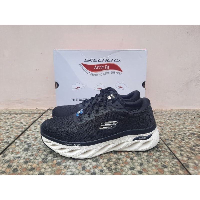 Skechers Pria Arch Fit Glide Step Kronos 232318BKW Original Bnib