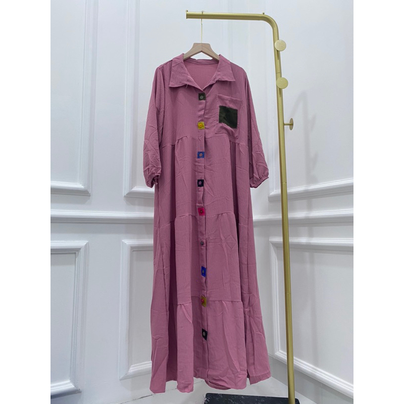 GAMIS CRINKLE LEBARAN NAMARA MAXI PELANGI ALLSIZE ABG EID IDUL FITRI MURAH KANCING BUSUI MODELLANO PGMTA