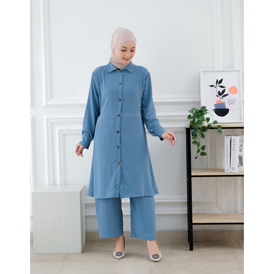 Baju Setelan Wanita Kekinian Fashion Muslim DIJAMIN FOTO ASLI Setelan Tunik dan Celana Set Tunik dan