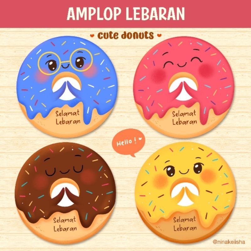

Amplop Lebaran Karakter DONAT lucu Angpau Idul Fitri Unik