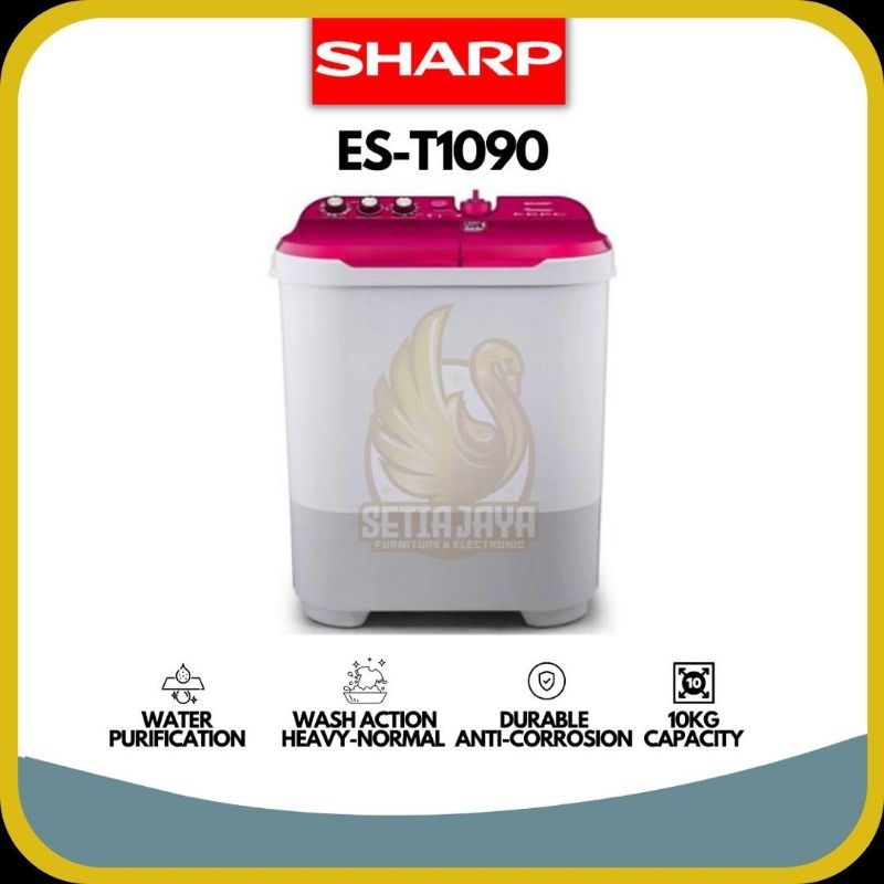 SHARP Mesin Cuci 2 Tabung 10 KG - Dolphinwave Series (ES-T1090)