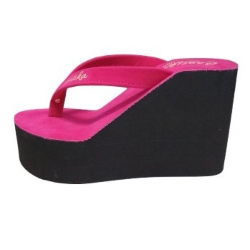 ORIGINAL New Sandal Wanita Kekinian Wedges Spon Jepit Tinggi 9 CM