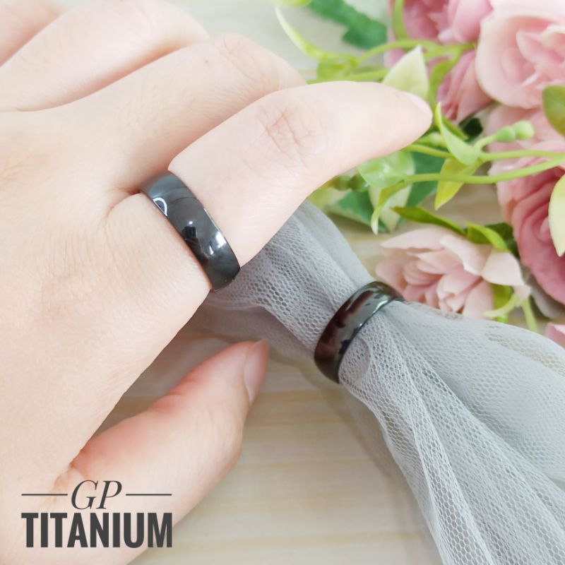 Cincin titanium hitam polos CC266