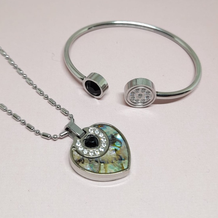 1 SET Kalung &amp; Gelang Kesehatan Quantum Pendant Permata Bio Energy - Gelang + Kalung+ Box + Sertifikat Card - COD [ Bayar di Tempat ]