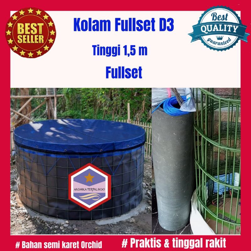 kolam terpal bulat Fullset D3T1,5 m