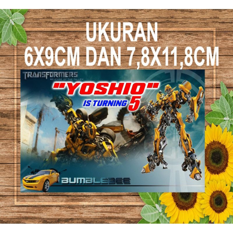 

stiker ulang tahun karakter transformers per paketan,ganti nama foto dan tanggal,