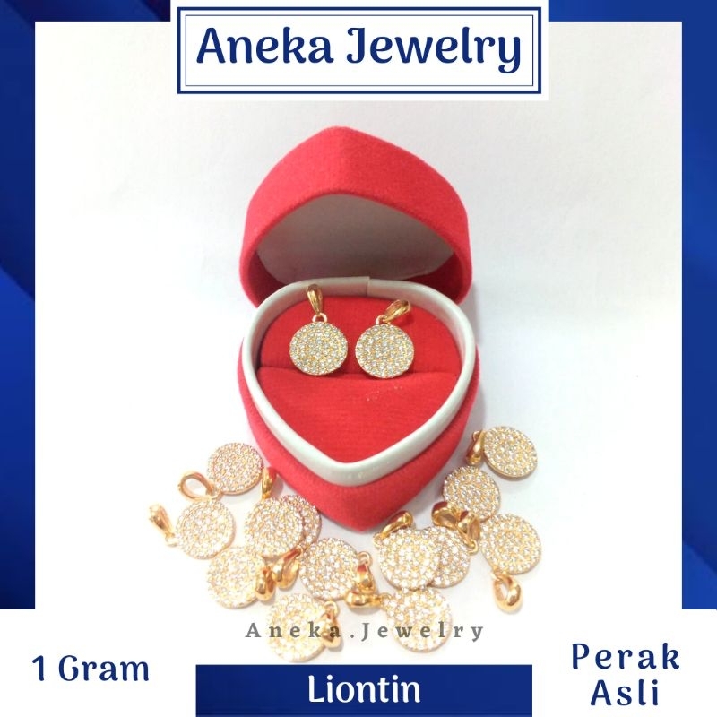 Liontin Bulat Cor Mata Full, Sepuh Emas Kuning, Perak 925