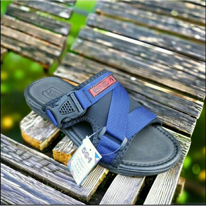 Sandal santai slop bisban biru silang size 39-43
