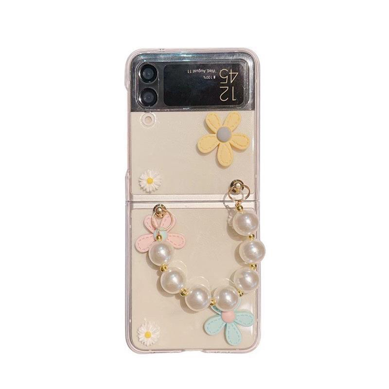 Pastel 3D Flower Hand Grip Case Samsung Galaxy Z Flip 5 3 4 2 Fold Fold5 Fold4 Fold3 Fold2 Flip5 FLip3 Flip4 Flip2 Zflip4 Zflip3 Zflip2 S23 S23 Plus S23Plus S23 Ultra S23Ultra