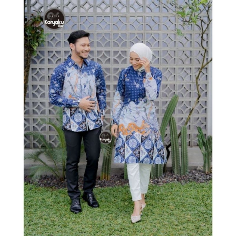 Batik Tunik Couple Modern Set Pakaian Couple Kemeja Batik Pria Batik Couple Dress