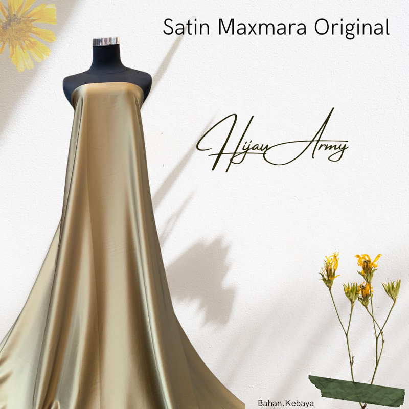 Bahan Satin Maxmara Silk Lux Premium Meteran Mewah Warna Hijau Army