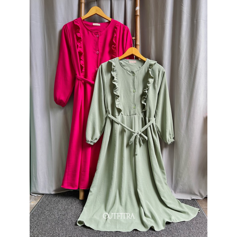 [SALE] TUNIK CRINKLE BUSUI SAGE FUSCHIA - atasan polos kringkel pink fanta - crincle