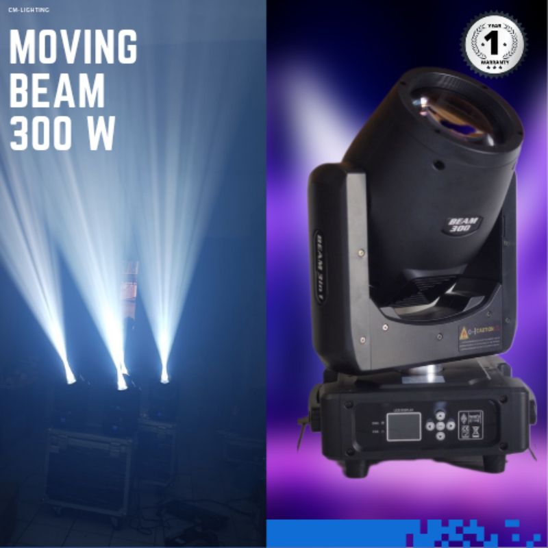 Moving Head Beam 300 Watt Triple Prisma Garansi 1 Thn Lampu Panggung / Stage Lighting