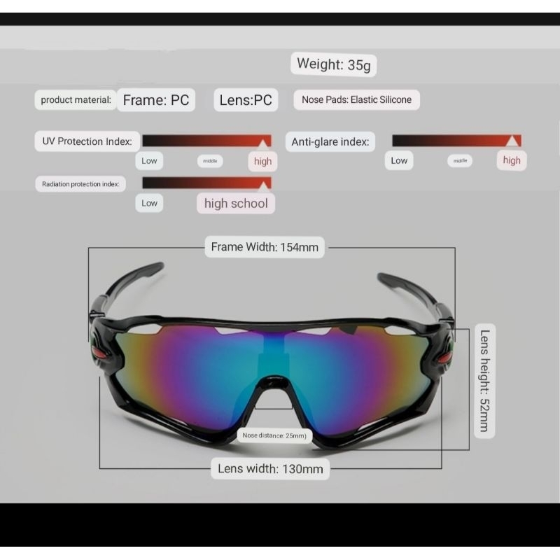 kacamata sepeda PART 1 lari mtb roadbike fiksi kaca mata sunglass uv model L