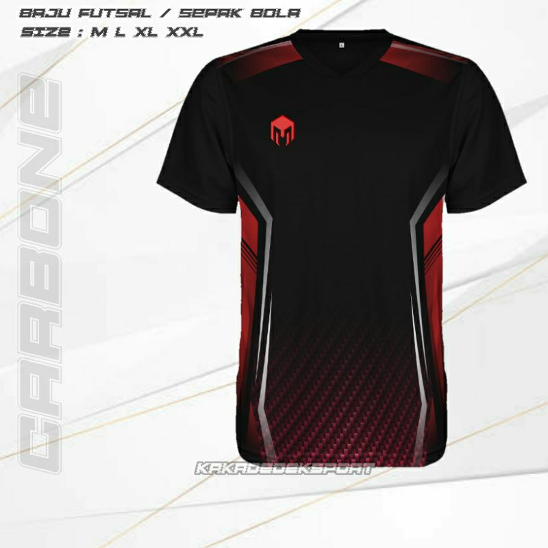 BAJU FUTSAL / JERSEY FUTSAL BAHAN BANZEMA / CARBON RED MILLS