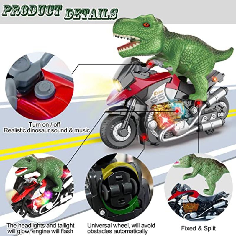 Mainan Anak Motor Dinosaur Baterai music / ACOUSTO-OPTIC MOTORCYCLE B/O