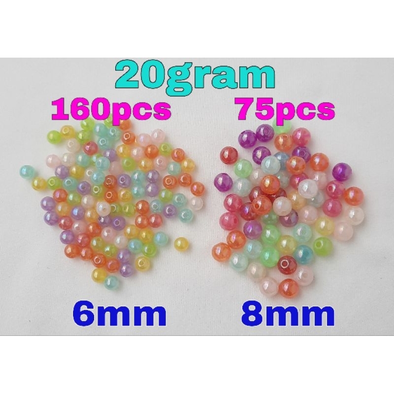 Mote Bulat Ice 6mm 8mm - 20gram / Manik Dove Bulat 6mm 8mm