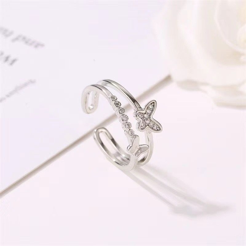 WB246 Cincin Kupu Kupu 2 Rangkap Cantik Korean Style