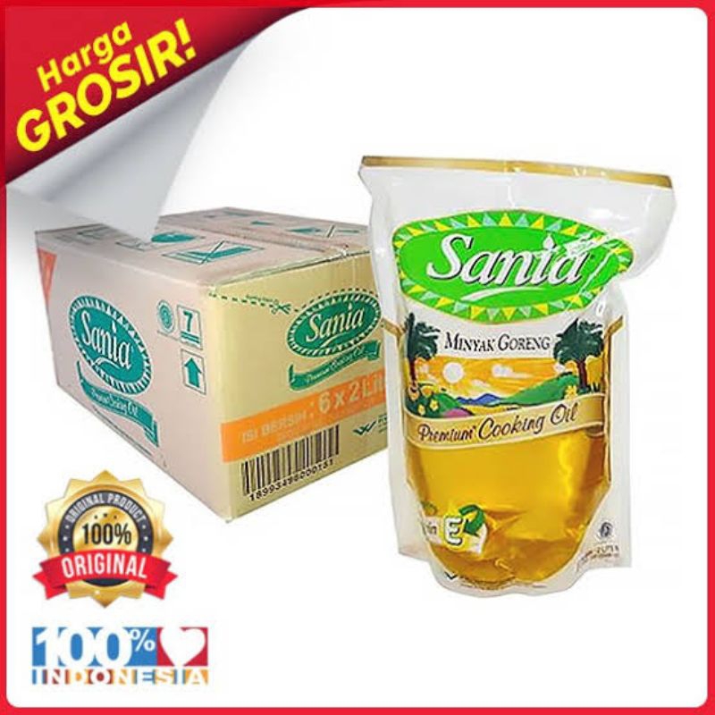 

MINYAK GORENG SANIA 2000 mL 1 DUS TERMURAH !!! ( Free Ongkir Free Kardus + Free Bubble Wrap Dalam & Luar)