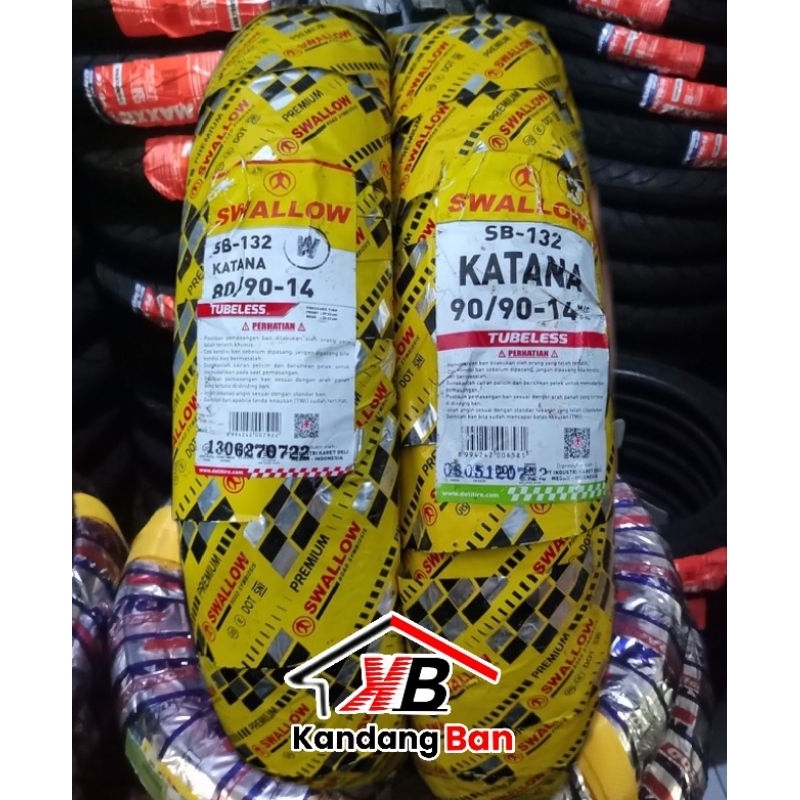 BAN TUBLES SWALLOW KATANA (80/90-14) (90/90-14) BAN BARU, FREE PENTIL, UNTUK SEMUA MATIC