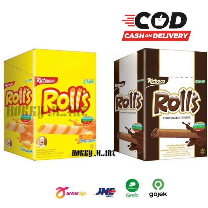 

(HOKKY) Nabati Rolls Box 20 pcs x 8 gr Roll’s Cheese Chocolate Richeese Coklat Keju Snack Cemilan Anak