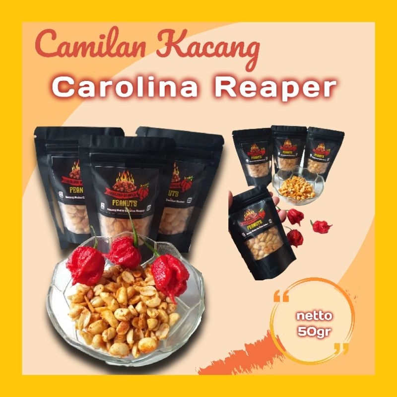 

Camilan Kacang Pedas Carolina Reaper Red , berat 50gr