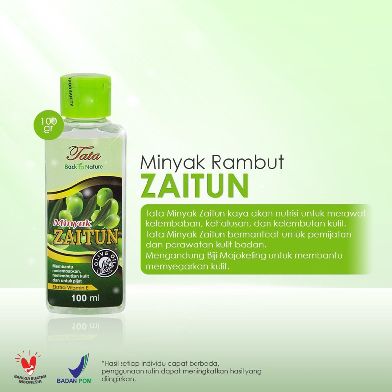 Ready Stok TATA MINYAK RAMBUT KEMIRI 100ML varian ZAITUN 100% Produk Asli Indonesia