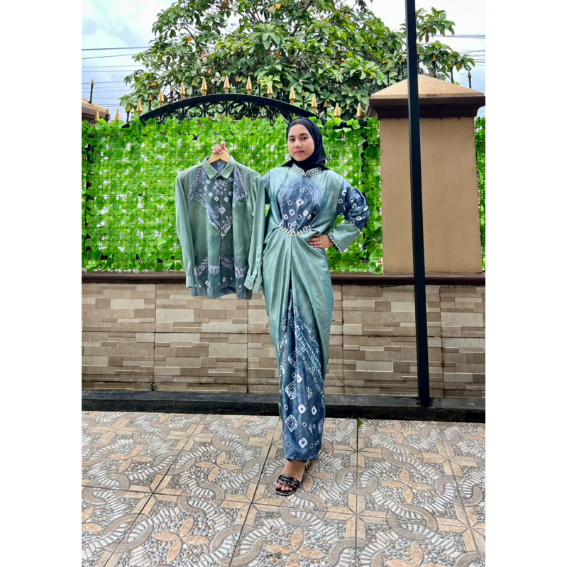 COUPLE GAMIS KAFTAN JUMPUTAN PALEMBANG ASLI HANDMADE SUTRA