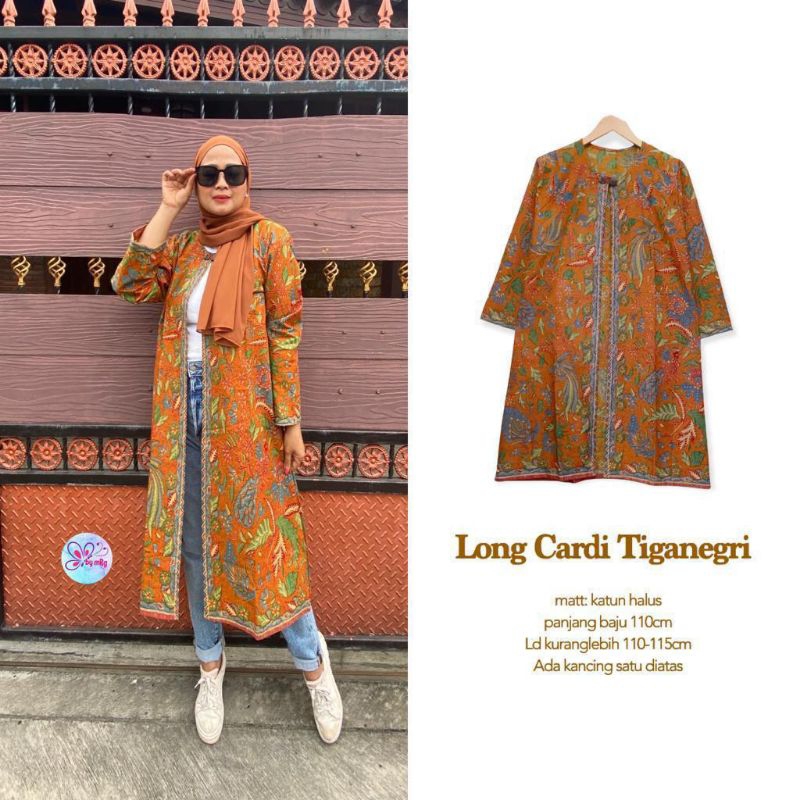 long cardi  batik rumput batik solo outer lengan