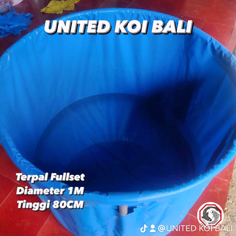 KOLAM TERPAL VET BULAT ORCHID FULLSET VET TERPAL IKAN KOI DIAMETER 1M