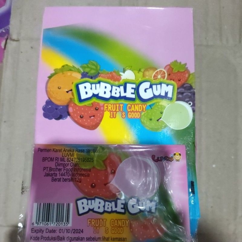 bubble gun fruit candy permen karet tipis kemasan amplop aneka rasa