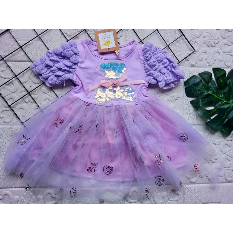 [0-5th] DRESS TUTU ANAK GAUN PESTA DRESS TILE ANAK IMUT MOTIF BONEKA BEAR USAP SEQUIN DRESS TUTU ANAK IMPORT PREMIUM MEWAH ORIGINAL