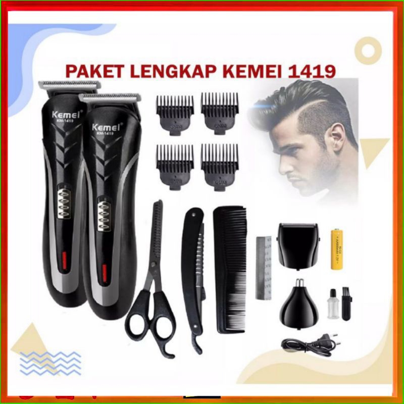 KEMEI 1419 ALAT CUKUR RAMBUT ELEKTRIK CLIPPER 3 IN 1