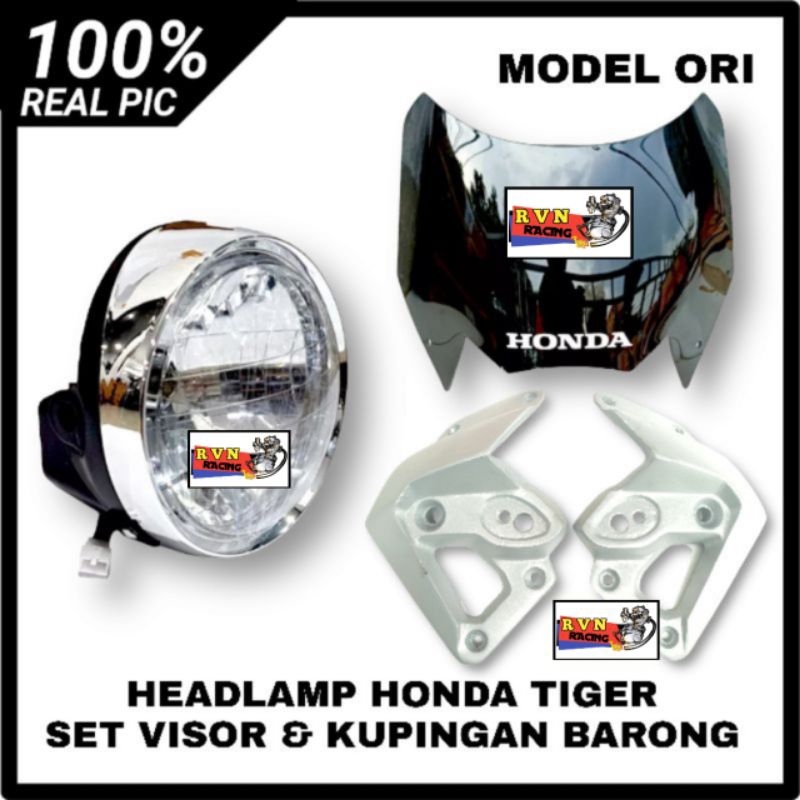 REFLEKTOR LAMPU DEPAN HEADLAMP HONDA TIGER TIREV TIGER REVO SET VISOR 2MM 3MM DAN KUPINGAN BARONG SI