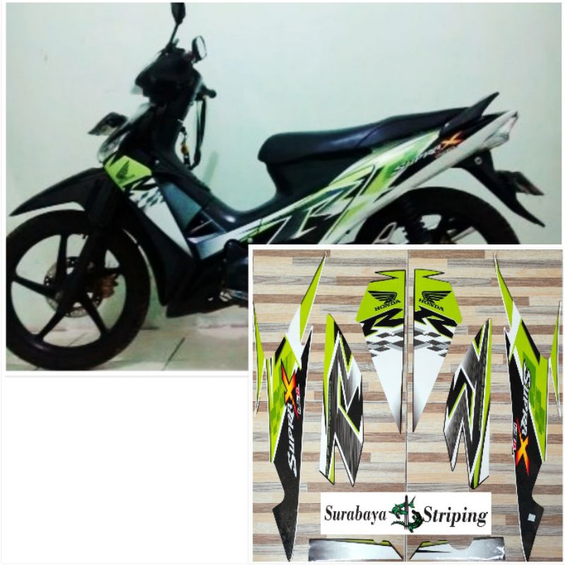 striping sticker Honda Supra X 125 R hijau tahun 2010