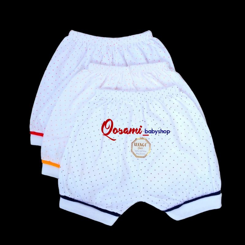 USAGI 3 pcs Celana Pendek Bayi Motif Bintik/Volkadot SNI